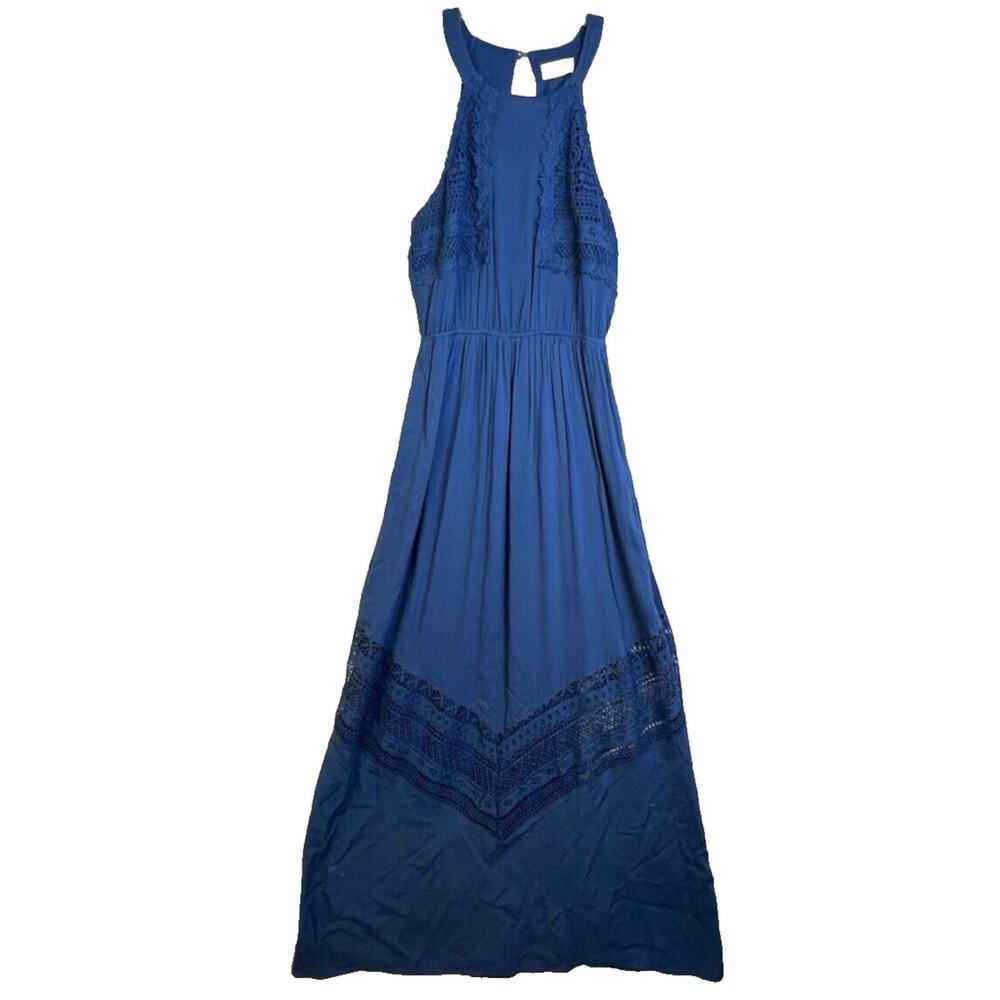 alter'd state Maxi Dress Women's Small Blue Prairie Coquette Boho Crochet Lace